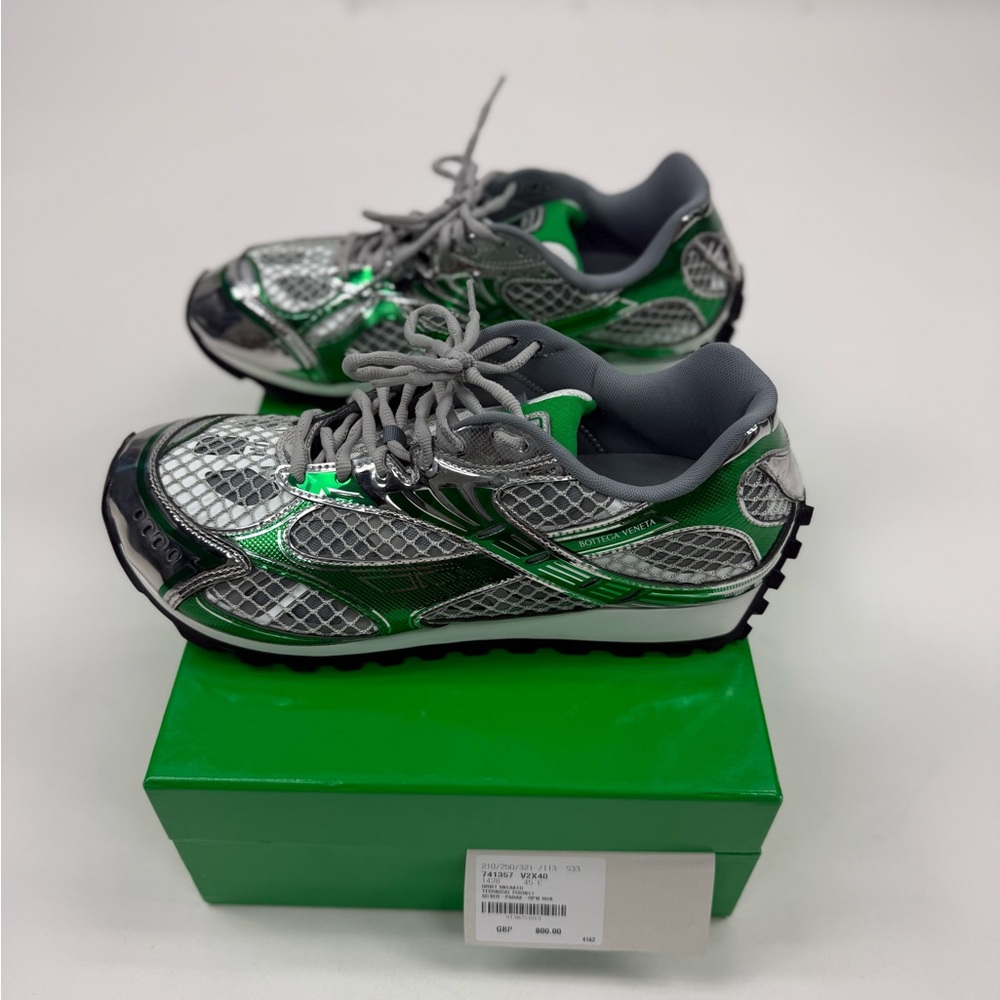 Bottega Veneta - Orbit Sneakers Silver and Green Sneakers